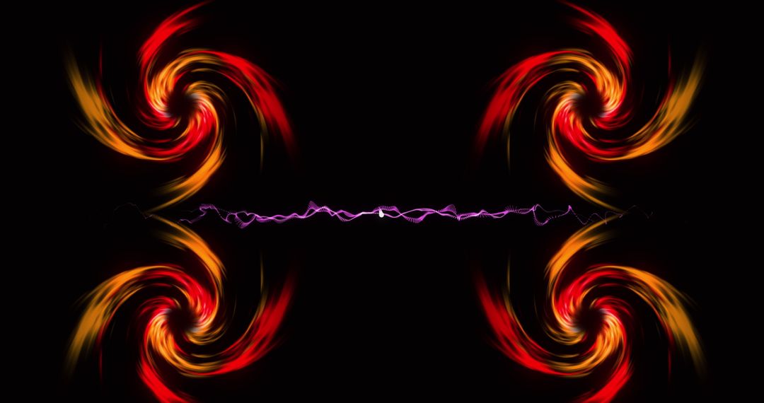 Dynamic Energy Swirls with Electric Light Trails on Dark Background