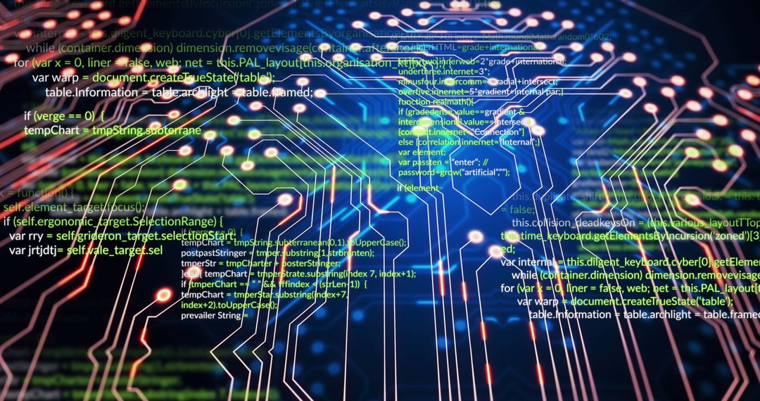 Abstract Concept of Digital Data Processing on Circuit Board