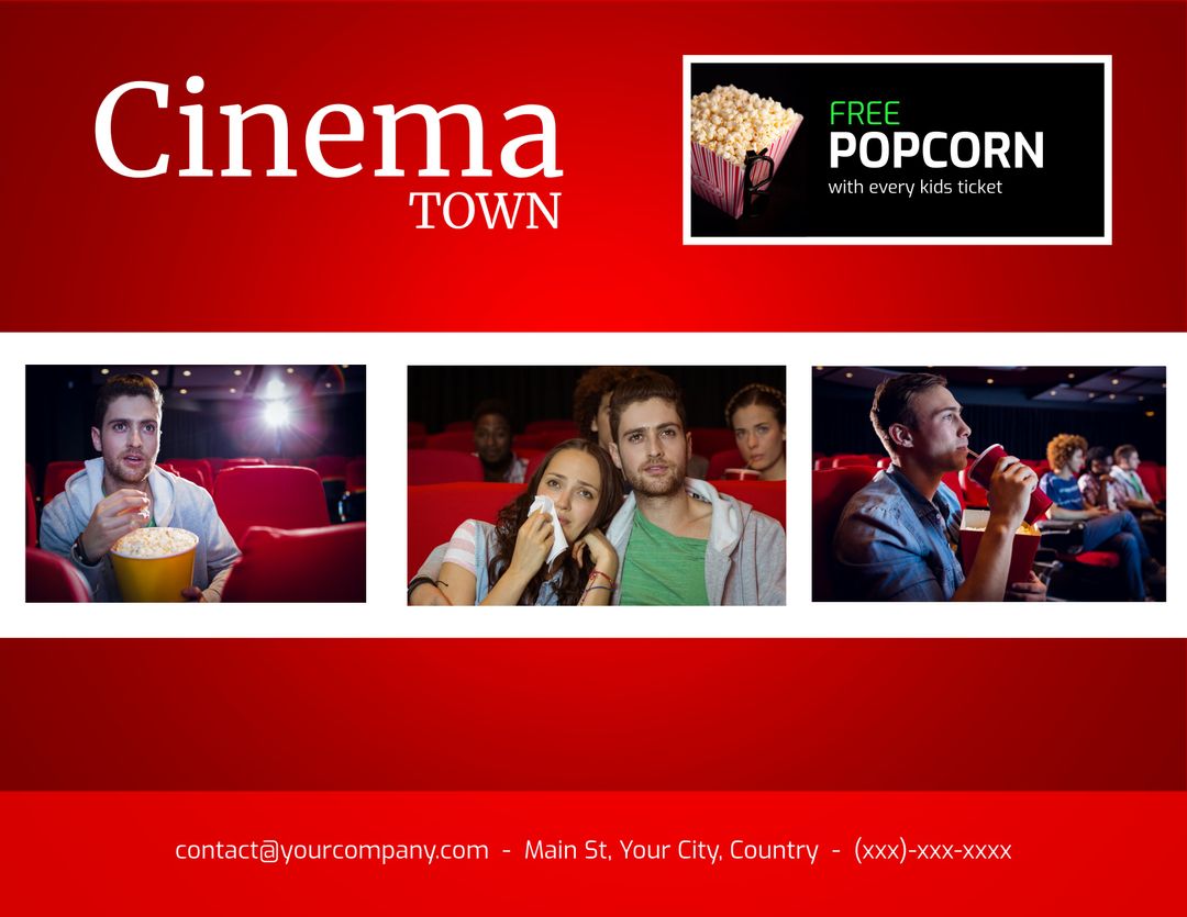 Local Cinema Advertisement with Free Popcorn Offer