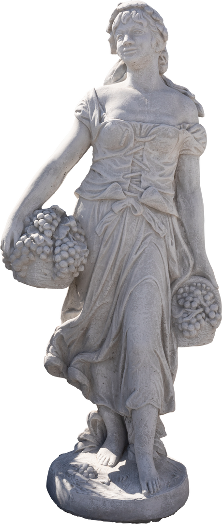 Transparent Stone Sculpture of Woman Holding Baskets with Grapes - Download Free Stock Images Pikwizard.com