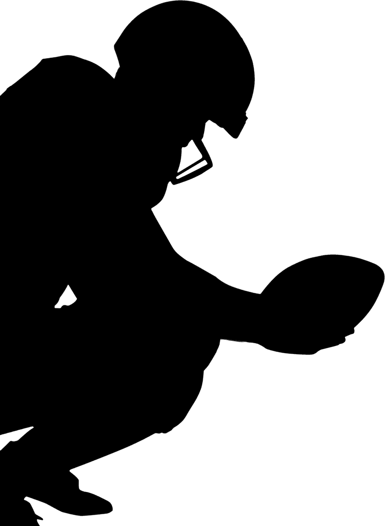 Transparent Crouched American Football Player Holding Ball