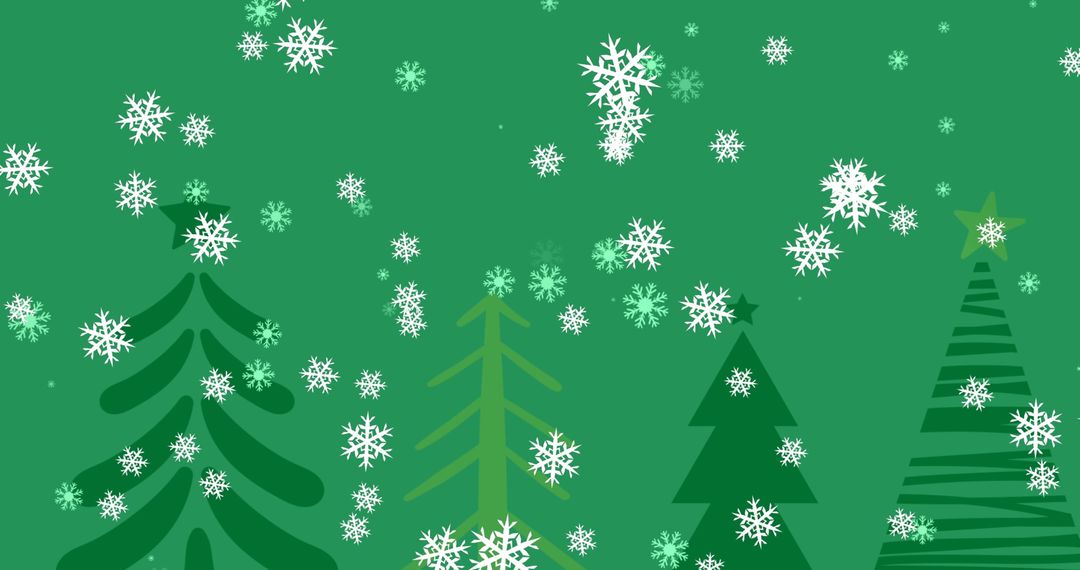 Falling Snowflakes With Festive Christmas Tree Backdrop