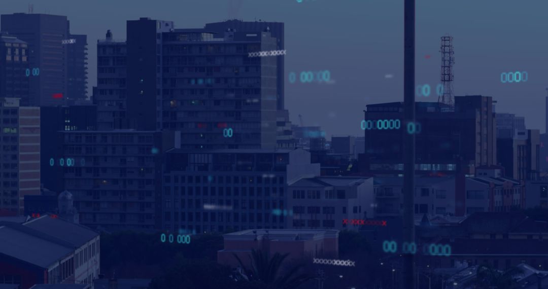 Advanced Technology and Digital Data Over Urban Cityscape