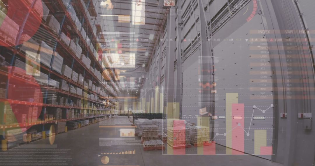 Data Holograms Overlaid in Modern Warehouse Concept
