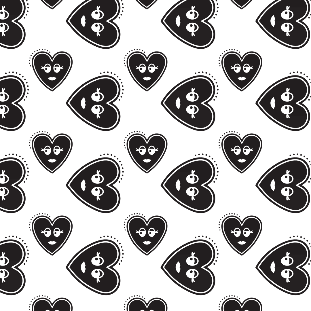 Seamless Cute Heart Pattern on Transparent Background