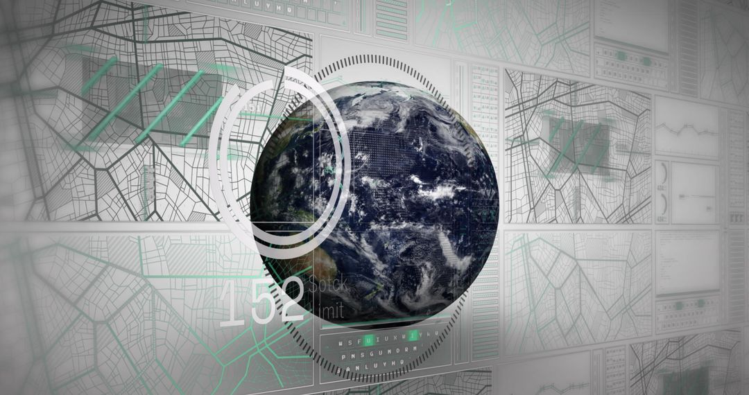 Globe Surrounded by Digital Interface in Technology Concept