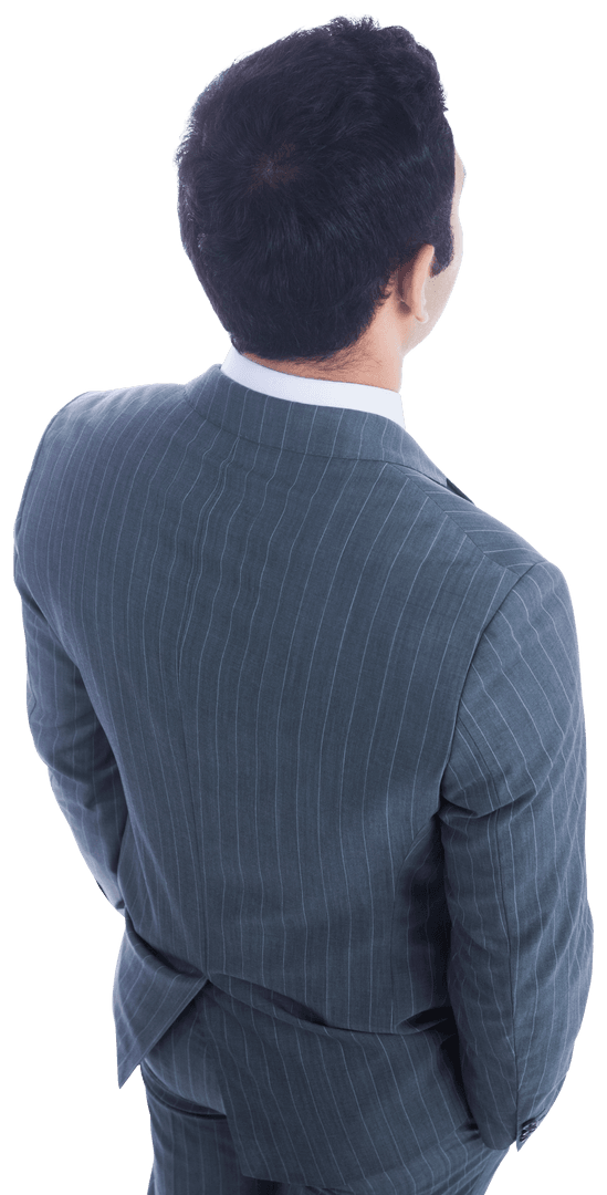 Back View of Asian Businessman on Transparent Background
