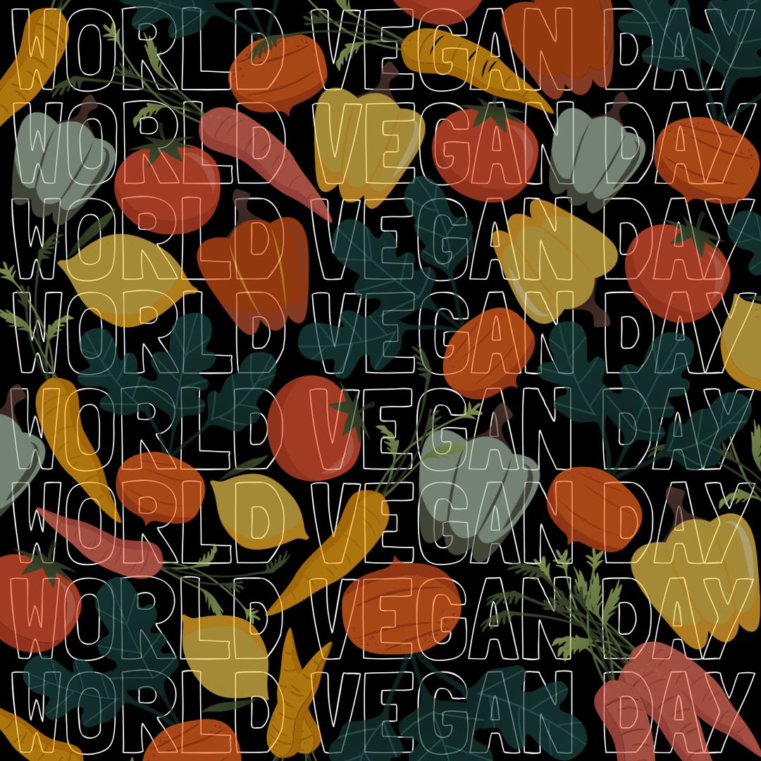 Vibrant World Vegan Day Celebration with Illustrated Vegetables