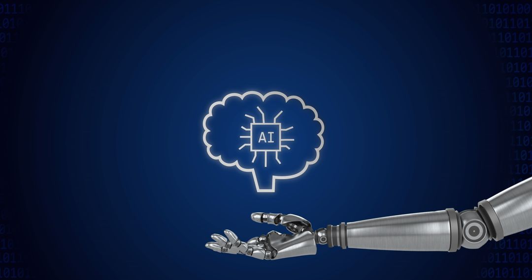 Robotic Hand and Brain Representing AI Technology
