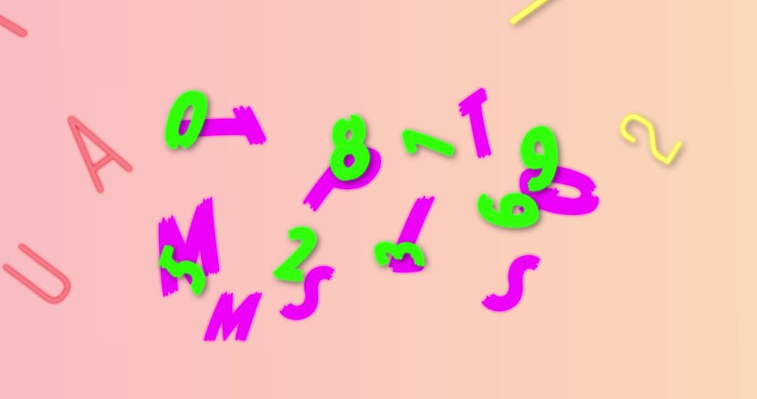 Floating Numbers and Alphabets on Gradient Pink Background