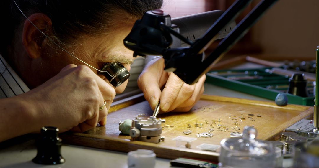 Focused Watchmaker Repairing Fine Watch Components - Free Images, Stock Photos and Pictures on Pikwizard.com