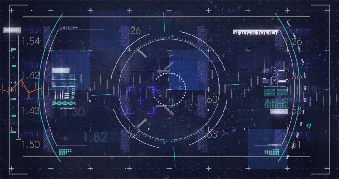 Digital Glitch Interface with Financial Metrics and Symbols