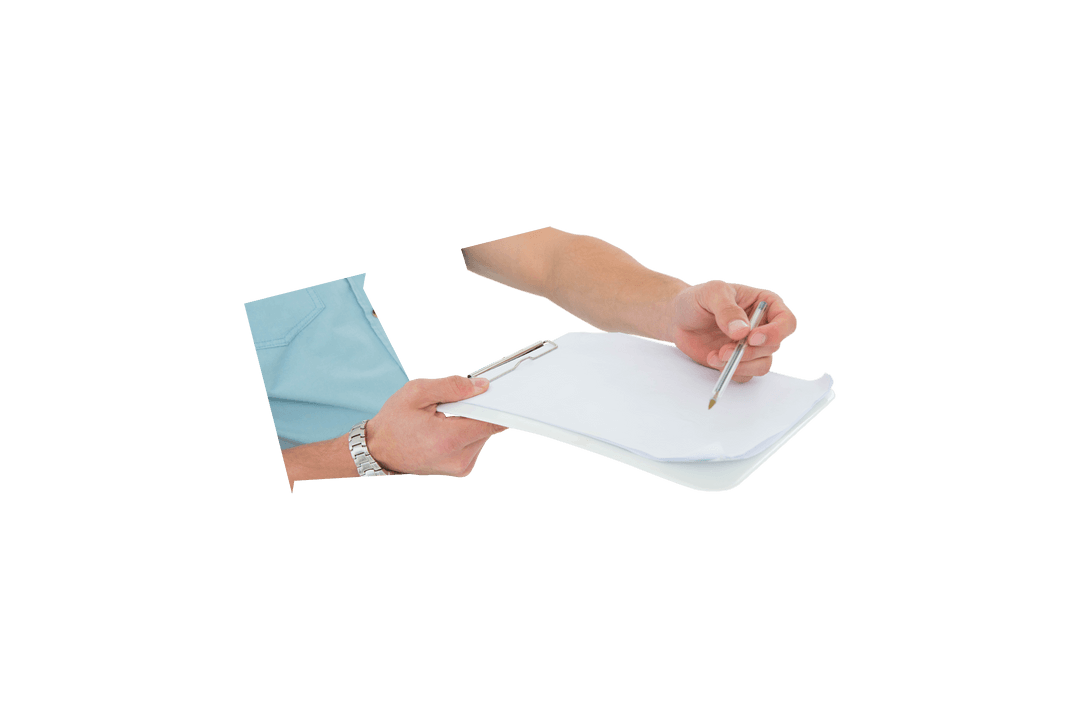 Transparent Hands Writing on Clipboard