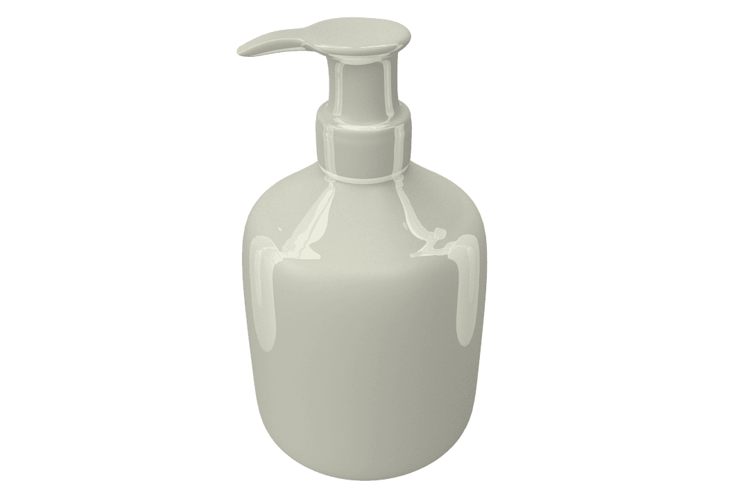 Transparent Pump Bottle on Blank Background Display