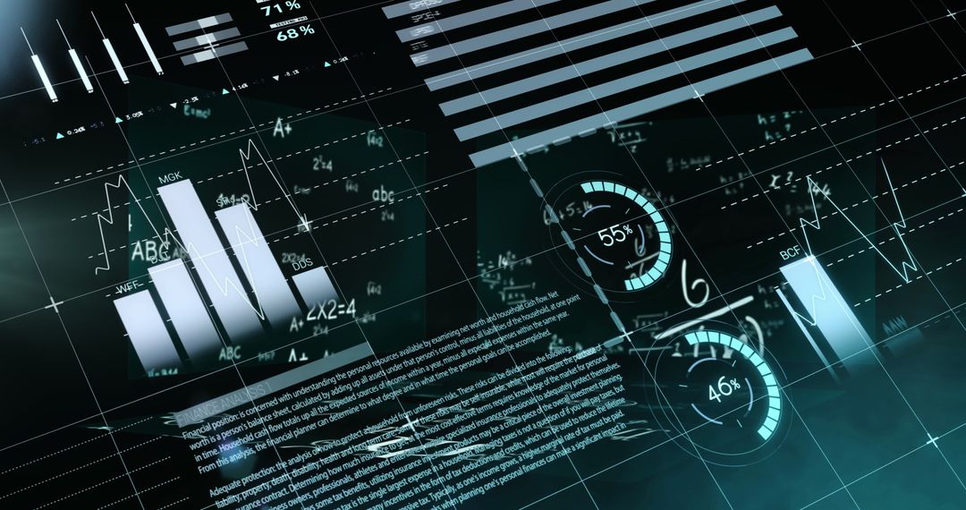 Futuristic Finance Data Processing on Digital Display