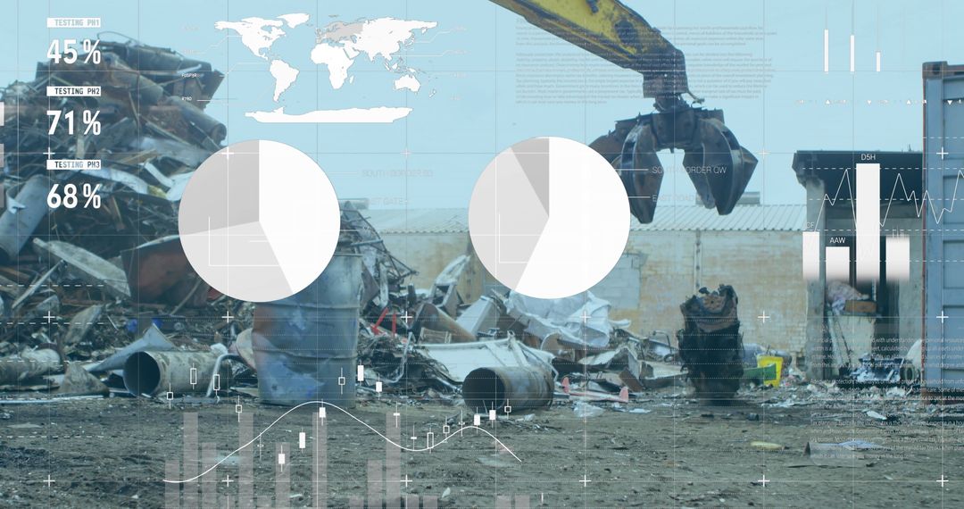 Recycling Infographic on Scrap Yard and Shearing Machine