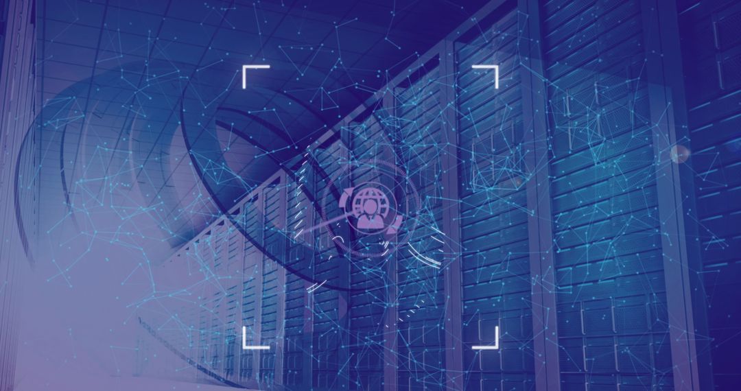 Cybersecurity Concept with Fingerprint Scanner in Data Center