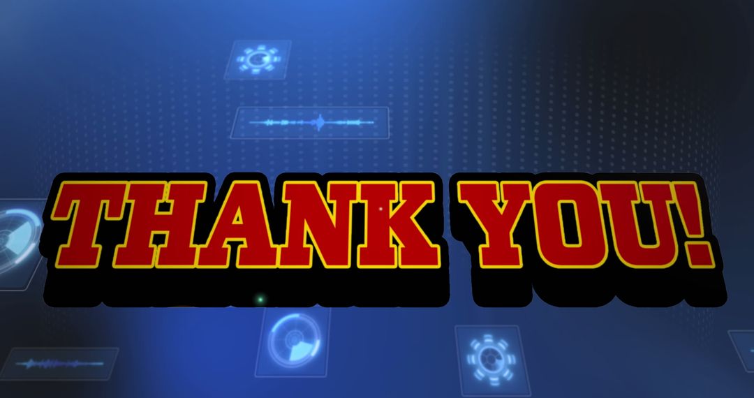 Thank You Text with Digital Interface Background
