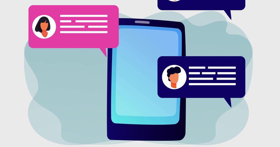 Tablet with Social Media Speech Bubbles Clustered Around