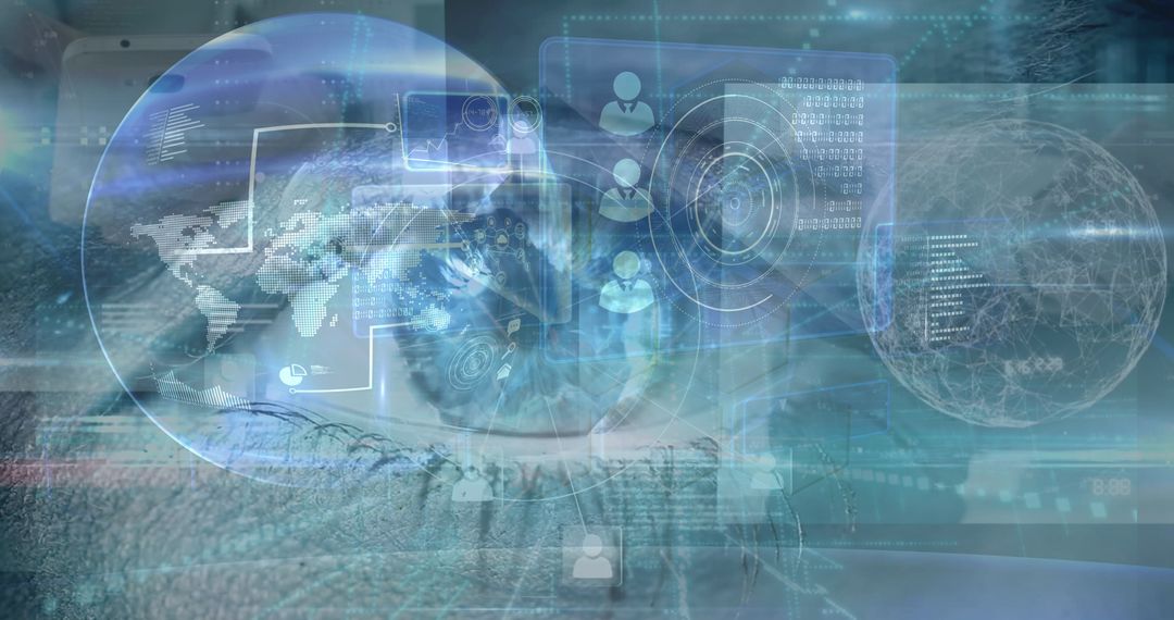 Futuristic Technology Interface over Eye and Clock