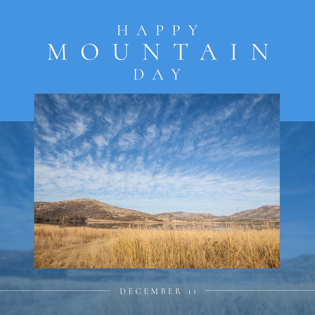 Happy Mountain Day Over Scenic Landscape with Rolling Hills
