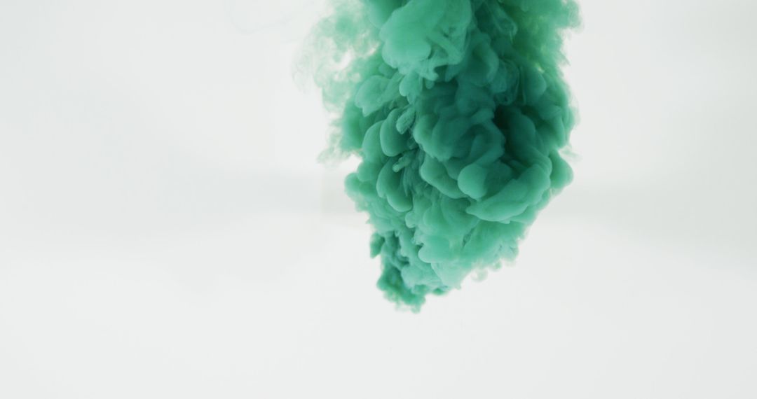 Abstract Green Smoke Cloud Against Minimalist White Backdrop