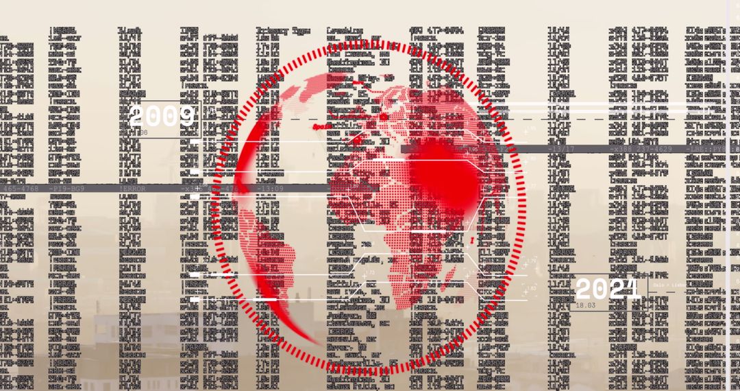 Digital World Map and Data Processing Concept on City Background
