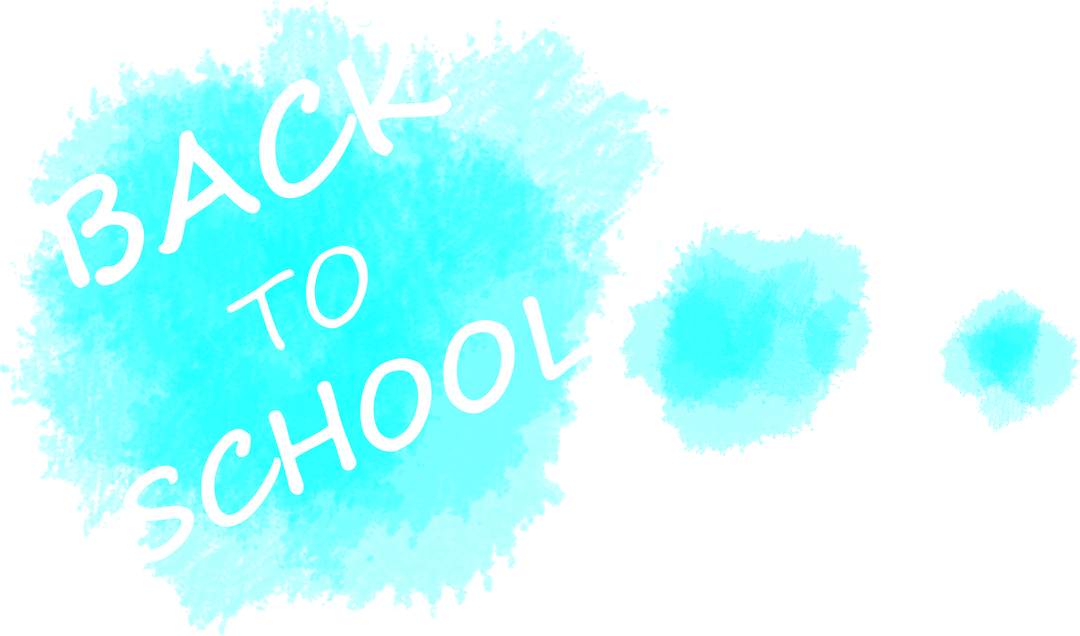 Back to School Text on Transparent Turquoise Ink Splash