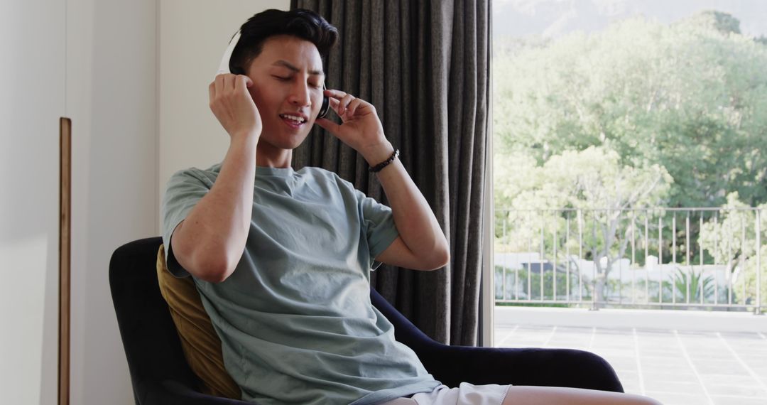 Listening and Relaxing Near Bright Windows at Home