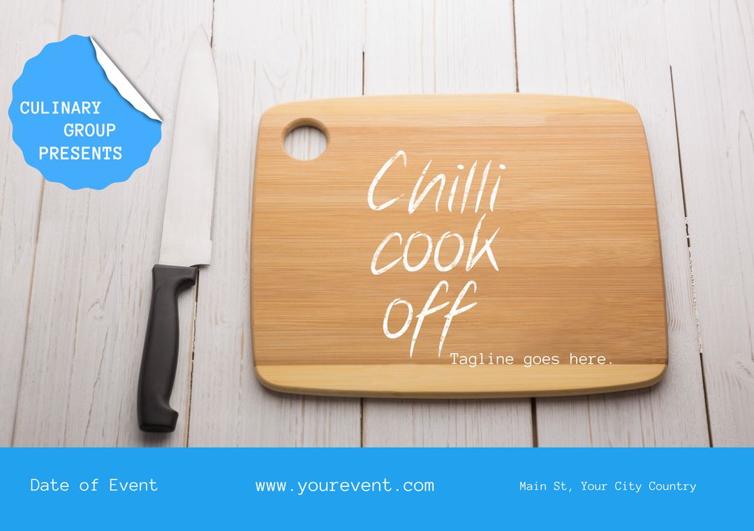 Culinary Event Promotion with Knife and Cutting Board for Chilli Cook Off - Download Free Stock Templates Pikwizard.com