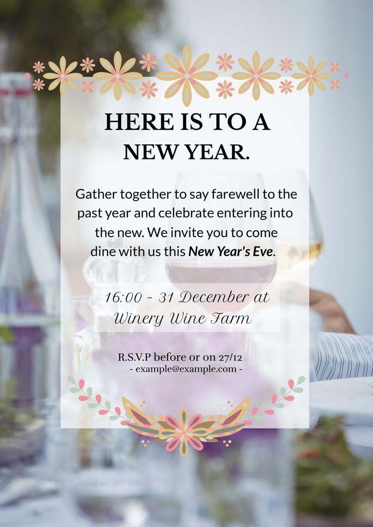 Elegant New Year's Eve Invitation with Dining Table Scene