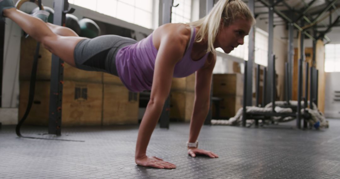 Fit Woman Performing Handstand Push Up in Gym - Free Images, Stock Photos and Pictures on Pikwizard.com