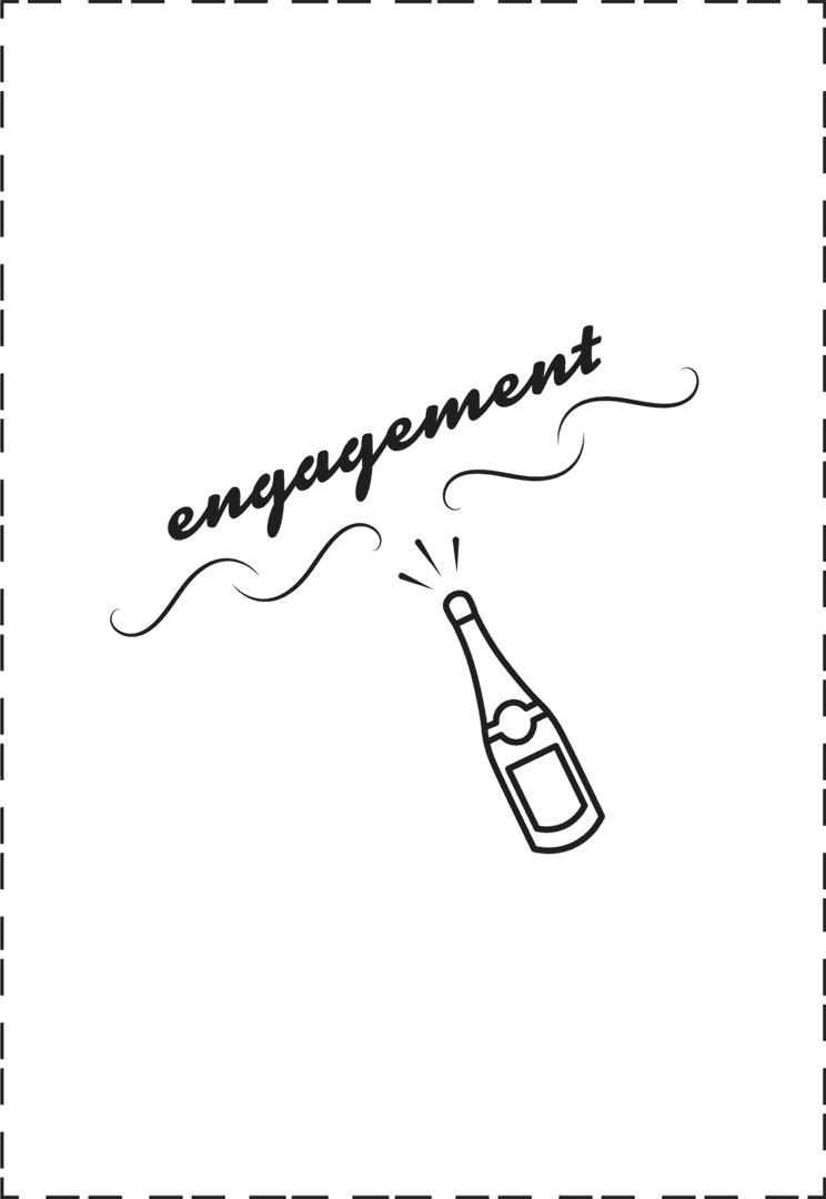 Illustration of Champagne Bottle with Engagement Text on Transparent Background