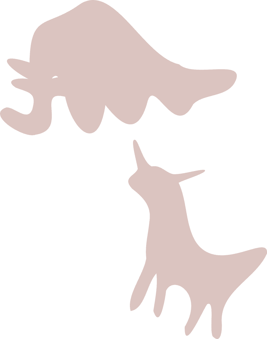 Abstract Elephant and Unicorn Silhouette on Transparent Background