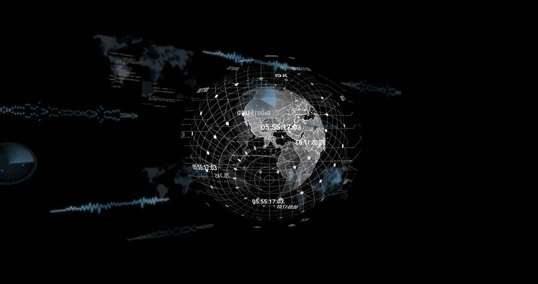 Futuristic Data Globe with Holographic Interface Elements