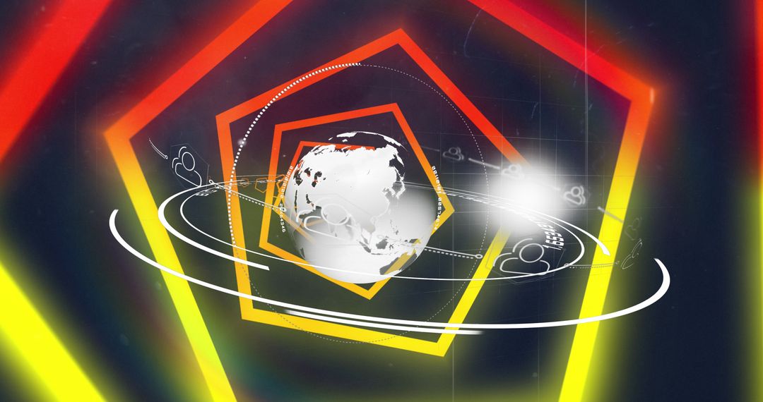 Abstract Globe with Geometric Halo and Light Effects