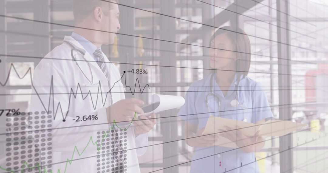 Medical Team Collaborating with Data in Hospital Setting