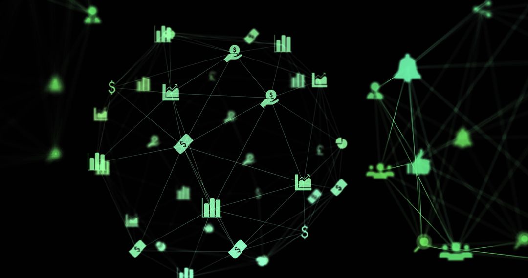 Abstract Digital Network with Currency Symbols and Statistics