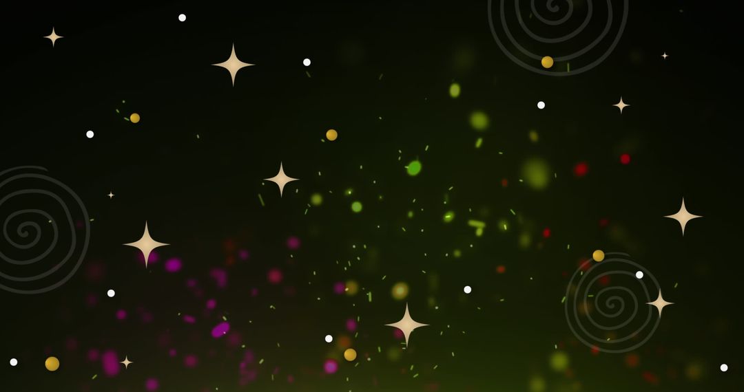 Mystical Cosmic Swirls with Sparkling Stars on Dark Abstract Background
