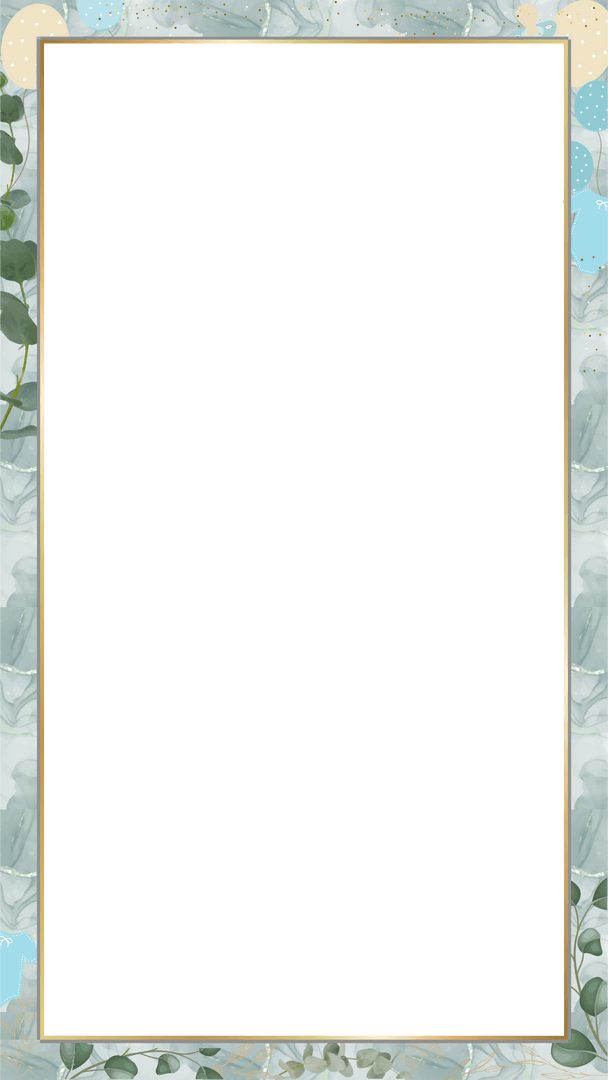 Transparent Watercolor Frame with Eucalyptus and Gold