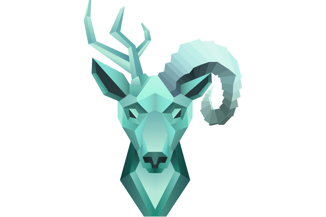 Low Poly Reindeer on Transparent Background for Holiday Themes