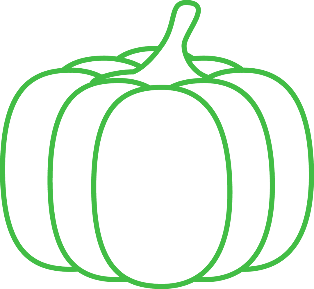 Green Outline Pumpkin Illustration on Transparent Background