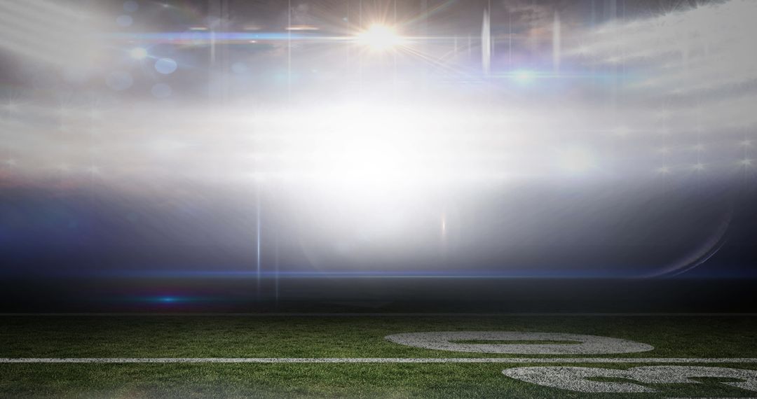 Floodlit Sports Stadium with Blurred Bokeh Lights