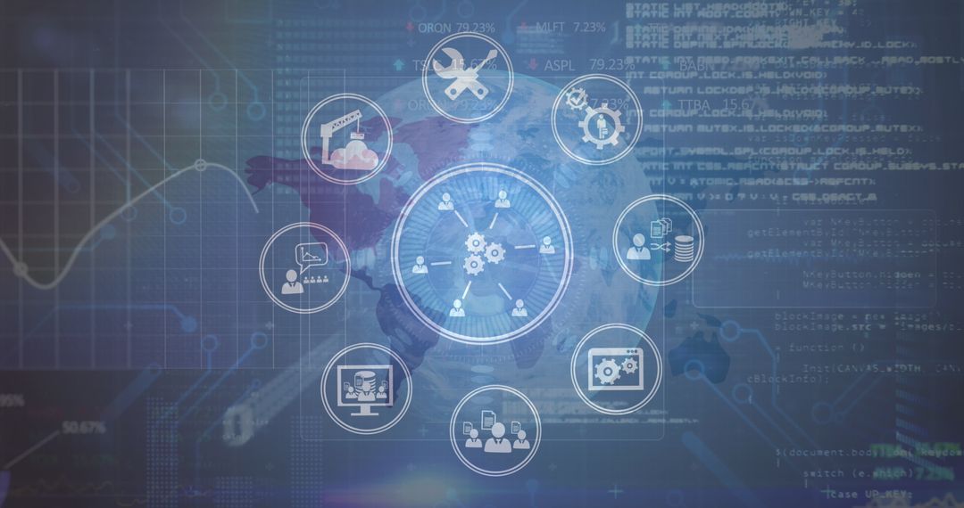 Global Network Connections with Technology and World Data Overlay