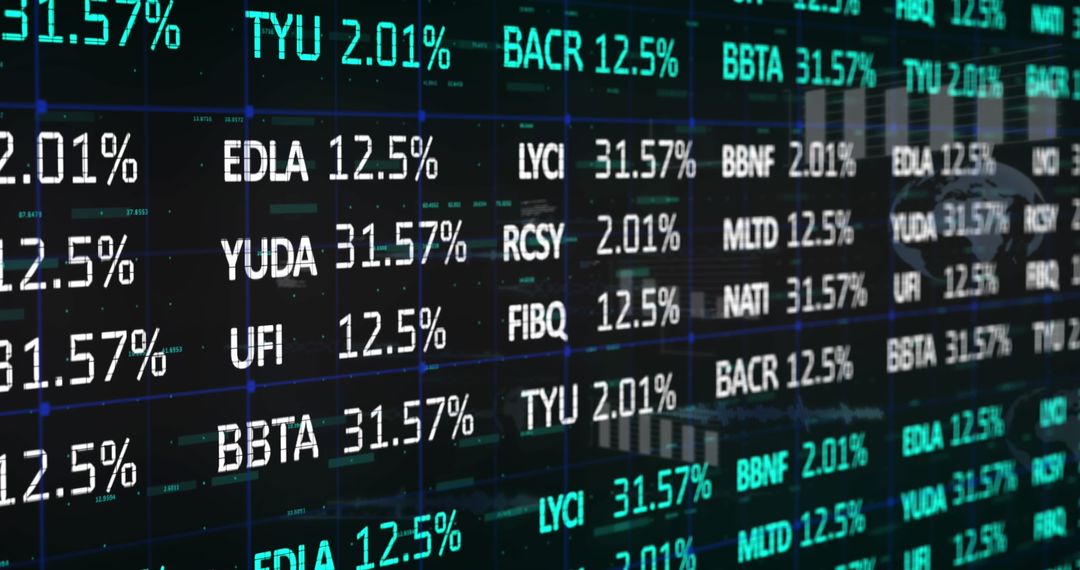 Financial Data Visualization on Digital Screen with Statistics