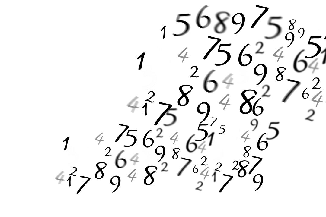 Transparent Floating Numbers Black White Style