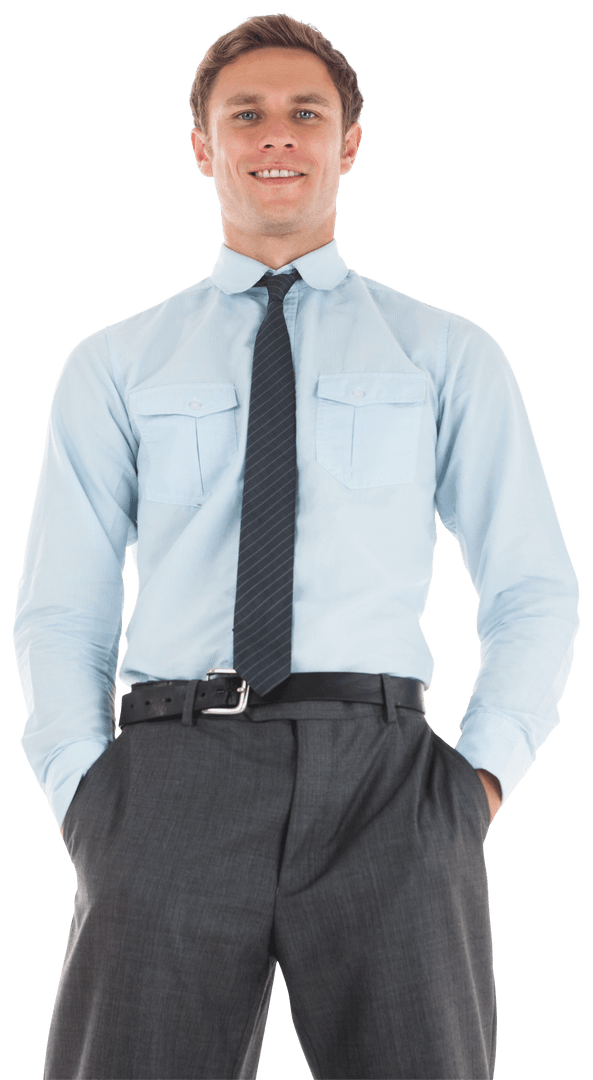 Confident Businessman with Calm Demeanor in Formal Attire on Transparent Background