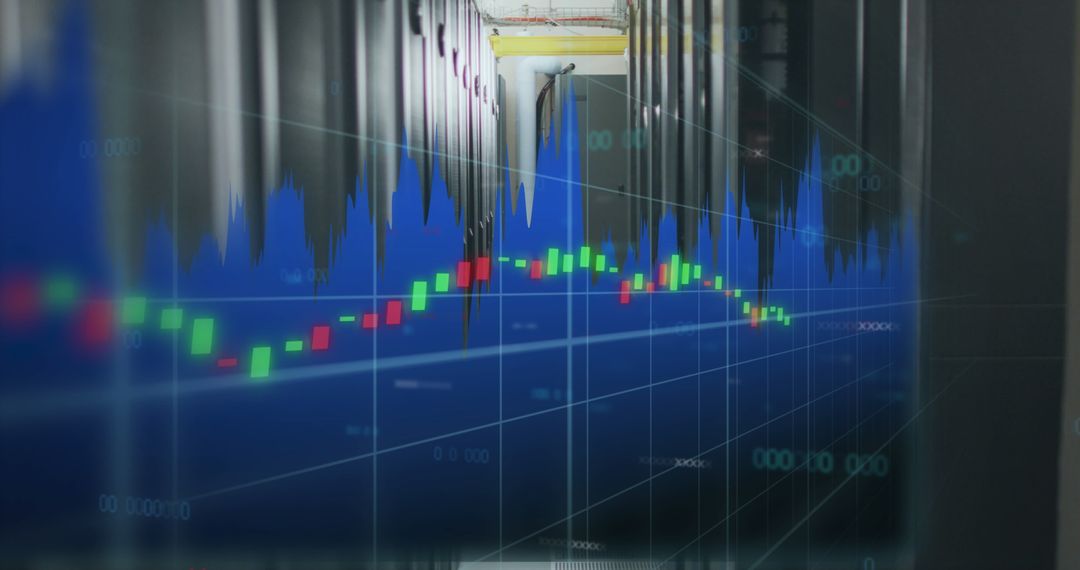 Digital Financial Data Display Over Server Background