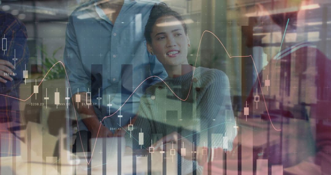 Mixed Diverse Team Analyzing Financial Data in Office