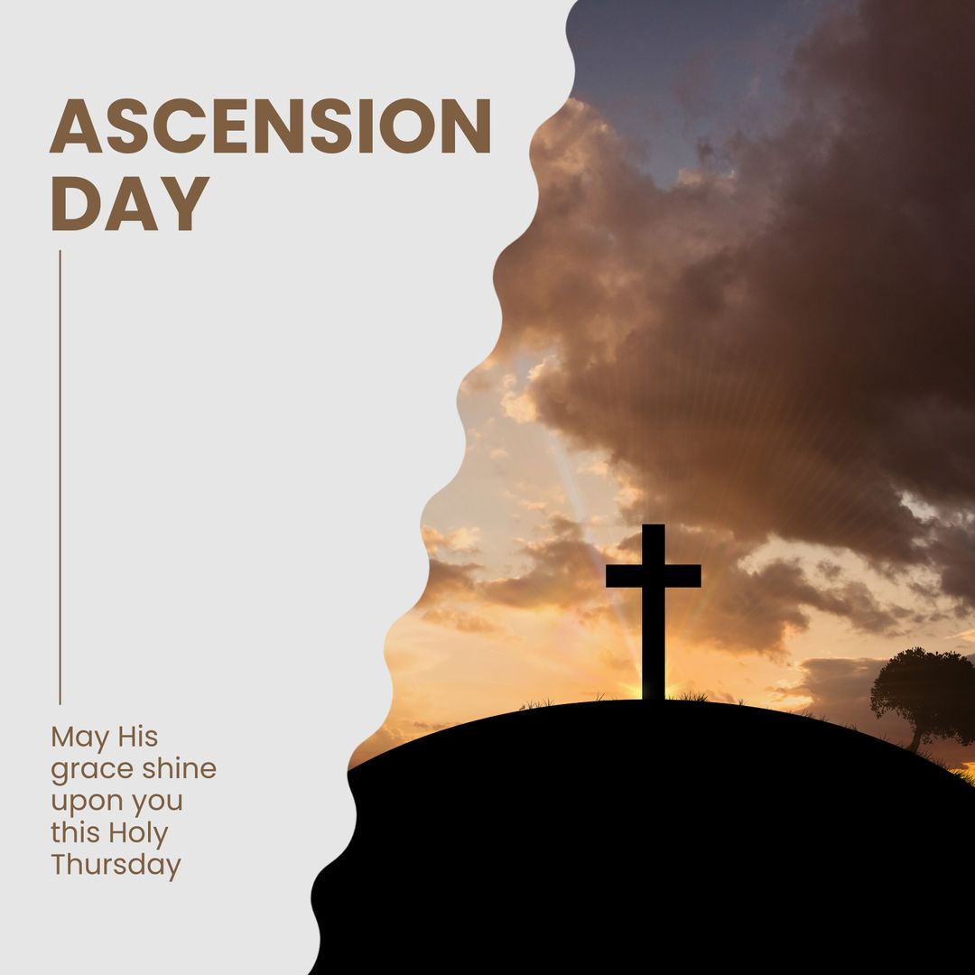 Ascension Day Celebration Silhouette with Cross Under Scenic Clouds